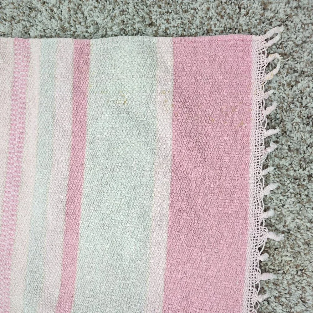 Vintage Pink Rug Indigenous Tapestry Knit Western Southwest